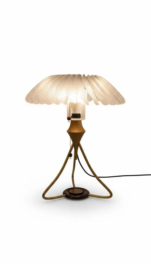 Render of AuraBloom with the shade open and its power cable