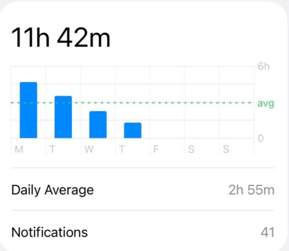 Screen Time summary showing a 6 hour 29 minute daily average