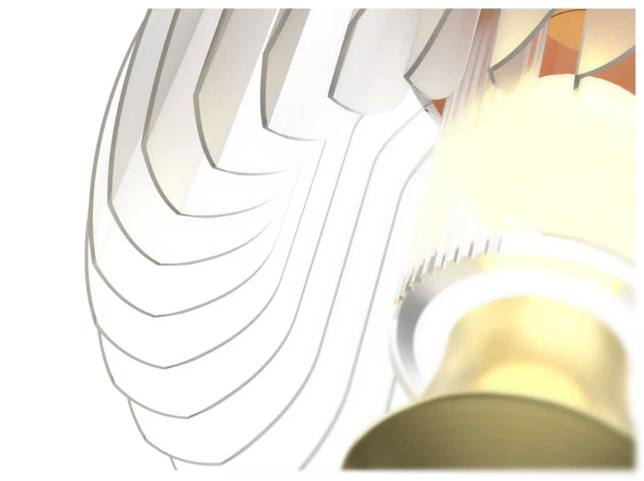 Close-up render of translucent petals lit from within