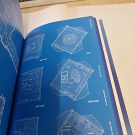 Reference book with architectural drawings