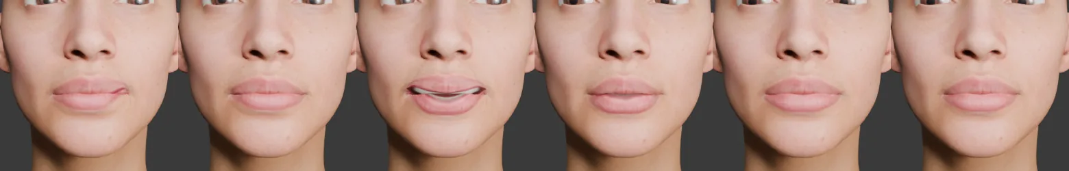 Six frames from the generated expression loop